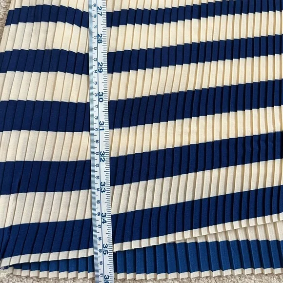 Mango Blue and Cream Pleated Slip Dress Spaghetti Strap Mini - Picture 11 of 11